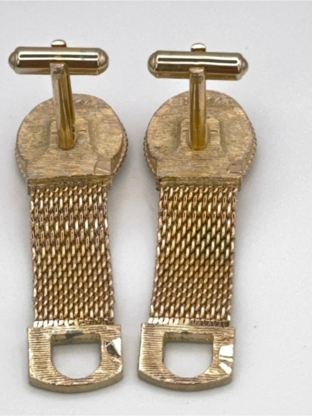 SWANK Gold-Tone Wrap Around Cuff Links with Blue Marquise Style Rhinestone